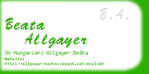 beata allgayer business card